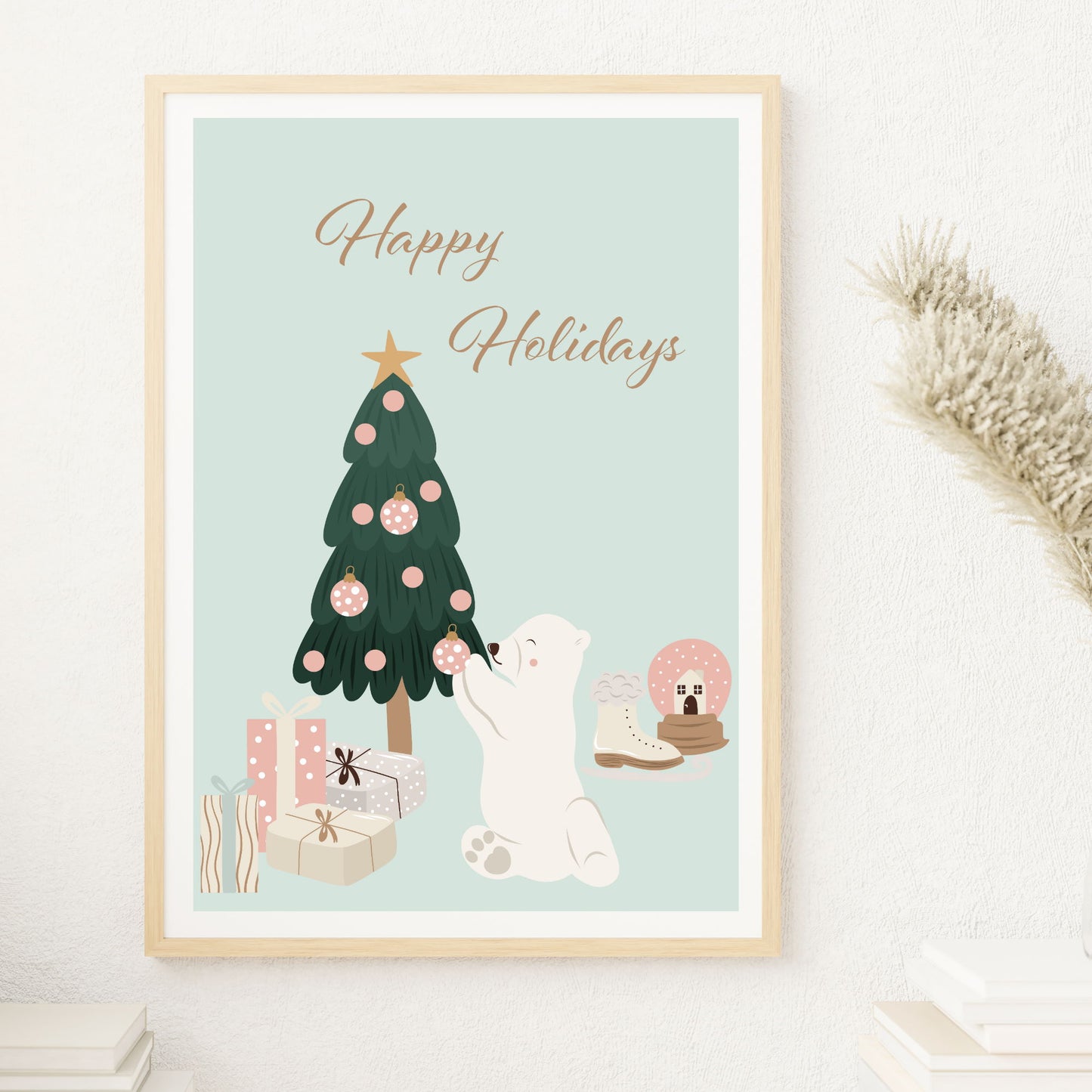 nursery bear merry Christmas wall art print unframed