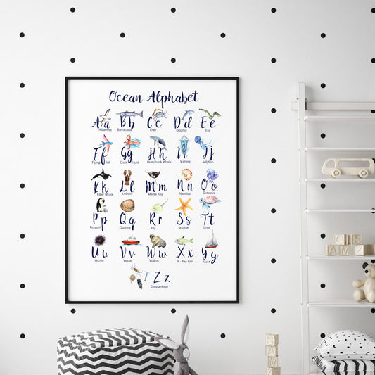 ocean alphabet wall art print