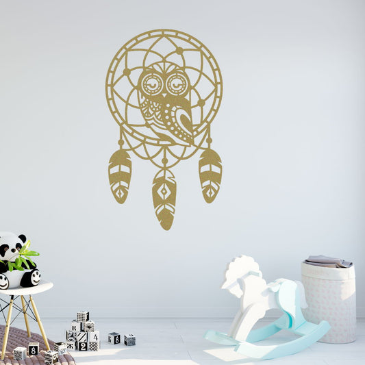 owl dream catcher wall decal