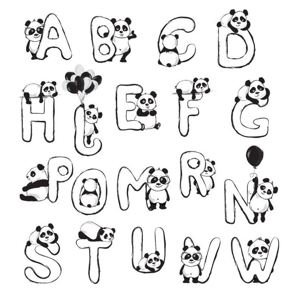custom name baby panda nursery print