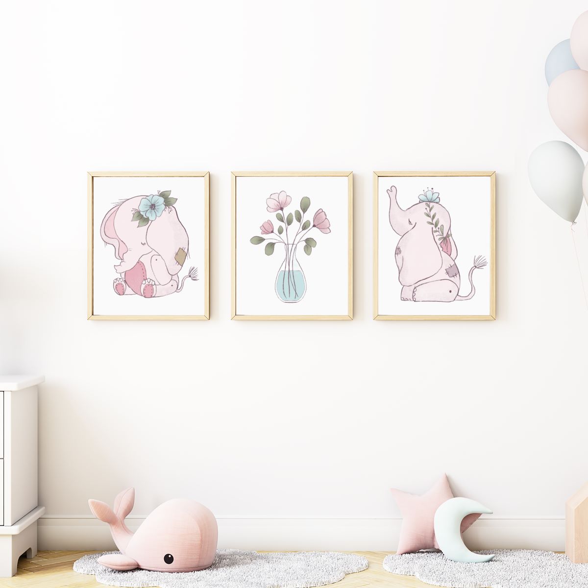 pink baby elephant prints