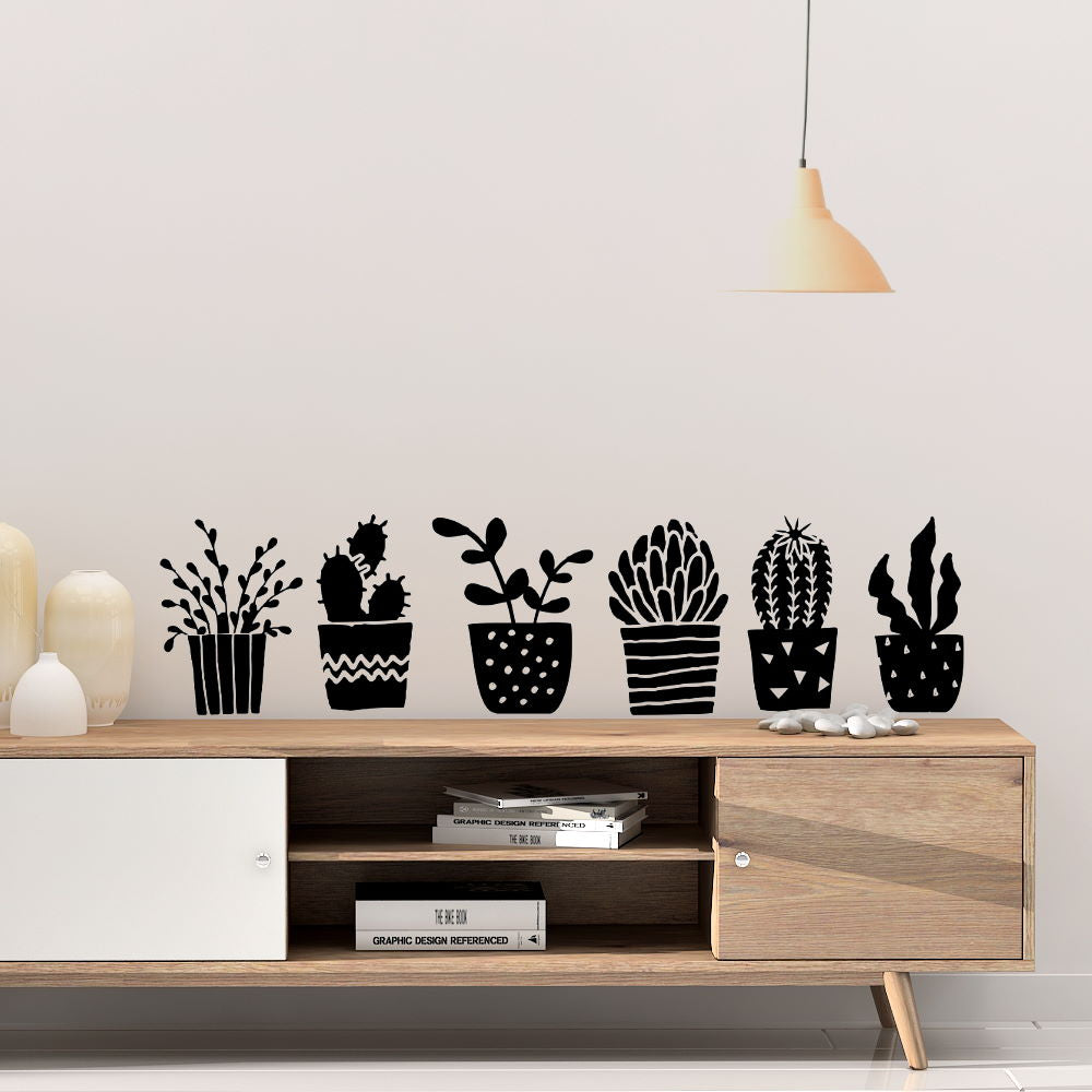 potted plant wall decals 