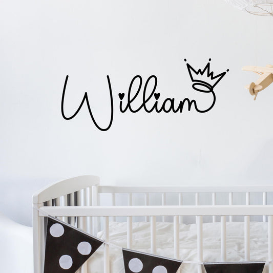 name with crown wall decal