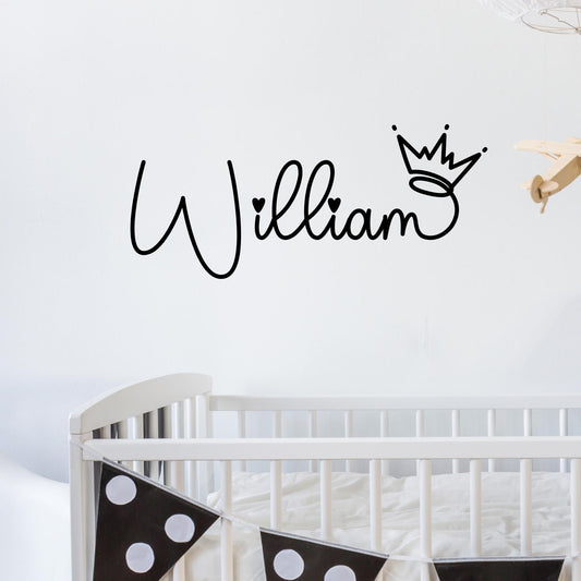 Personalized Boys Name Wall Decal - Custom Nursery Wall Art, 50" Wide, Vinyl Sticker With Free Hello Decal