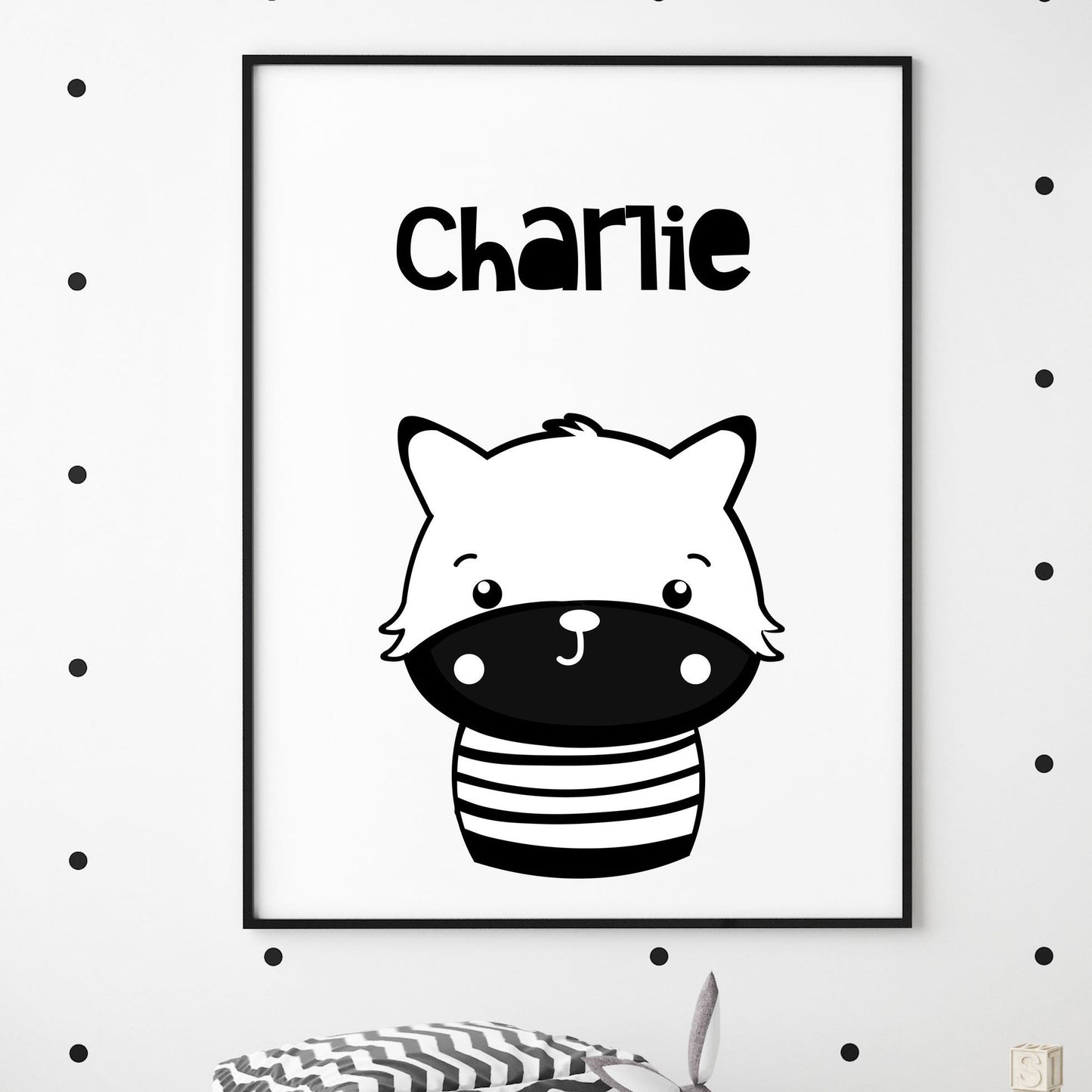 baby animal personalised name nursery print