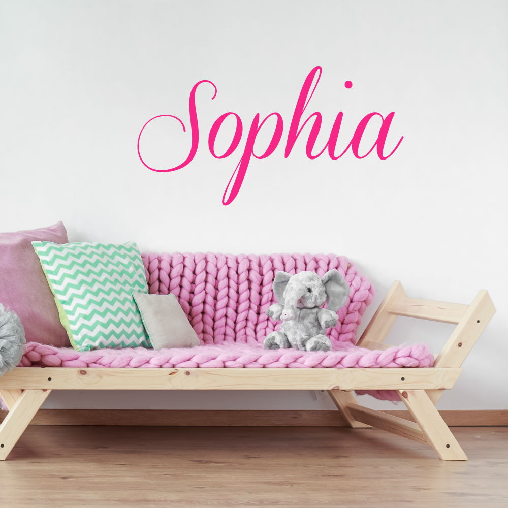 personalised script font name wall decal – Snug as a Bug