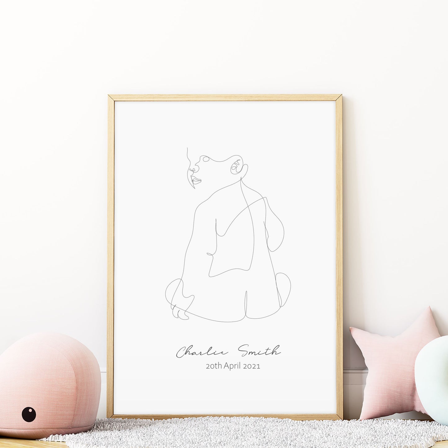custom name baby line drawing wall art print