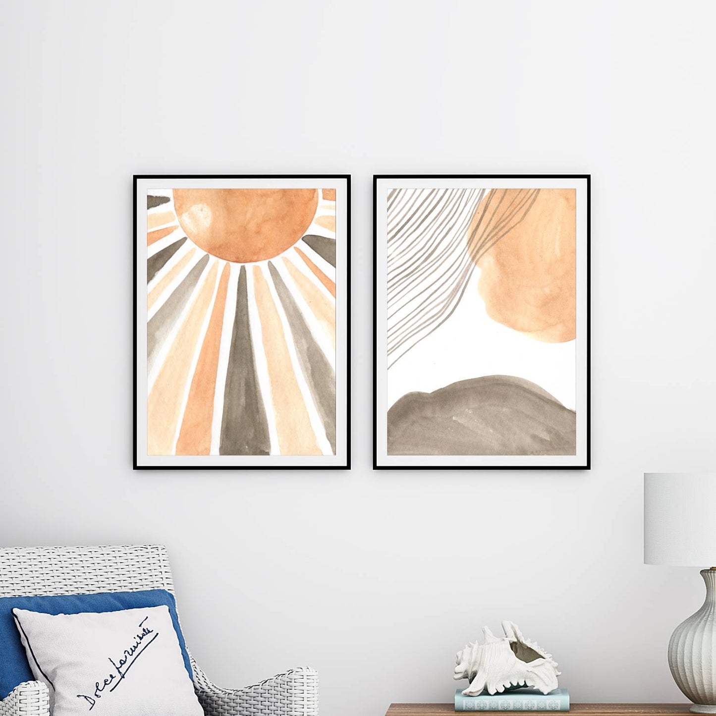 sun and hill wall art