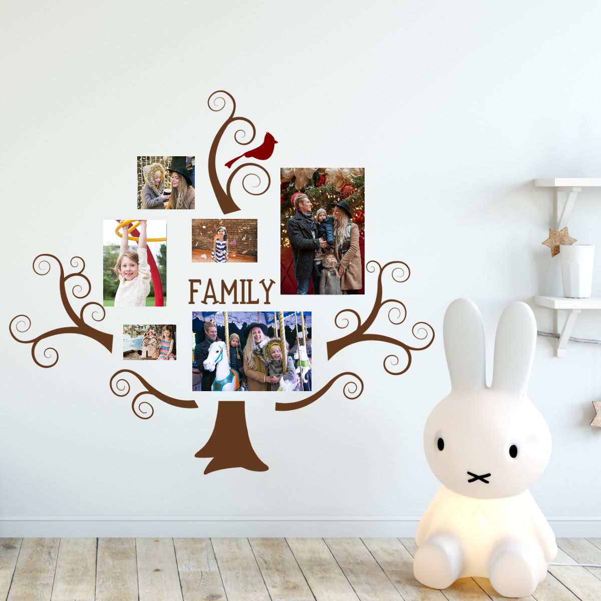 brown swirly family tree wall decal 