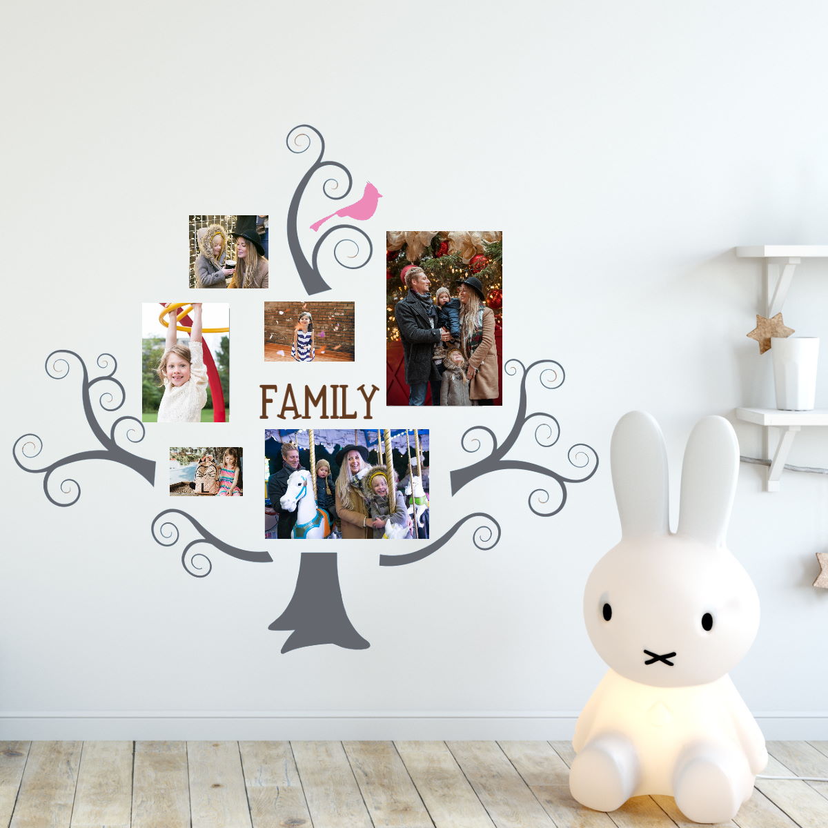 grey swirly family tree wall decal