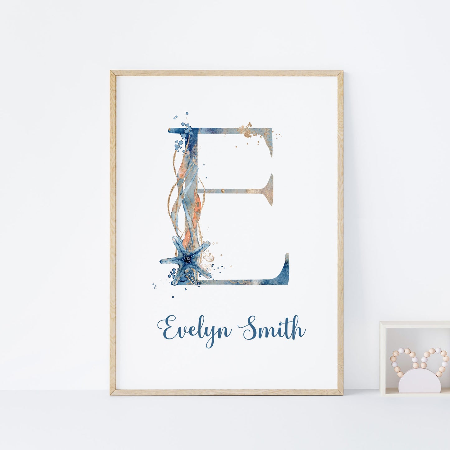 underwater personalised monogram name print unframed