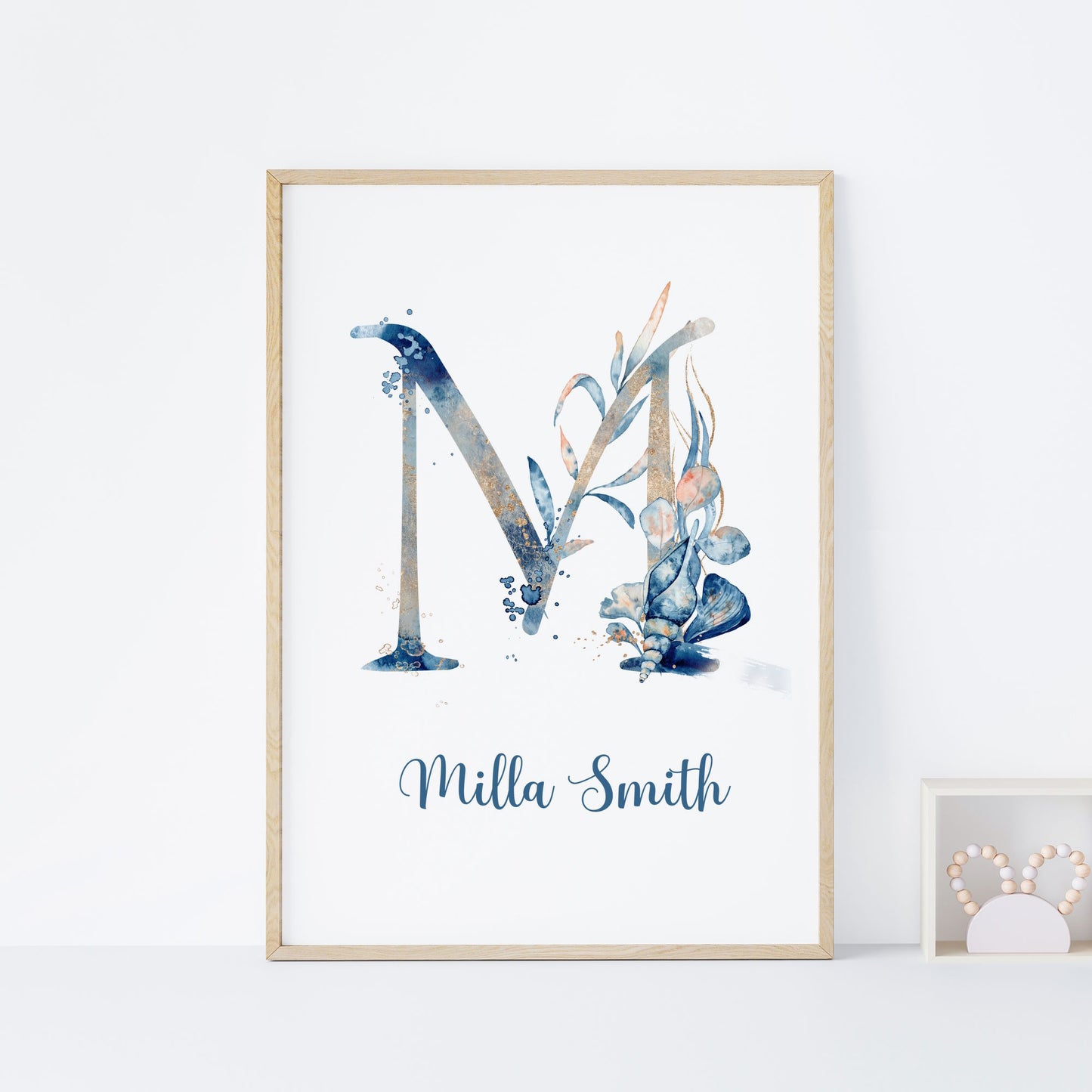 ocean personalised monogram name art print unframed