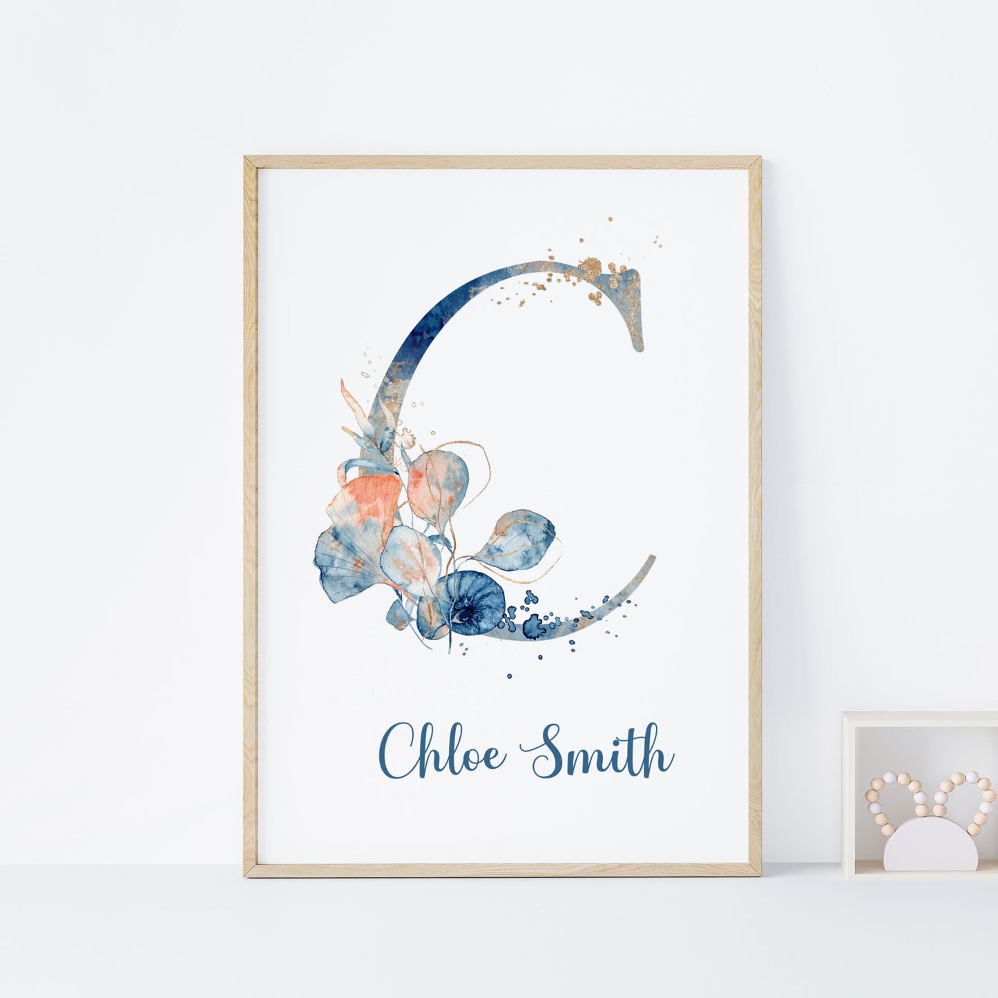 ocean personalised monogram name art print unframed