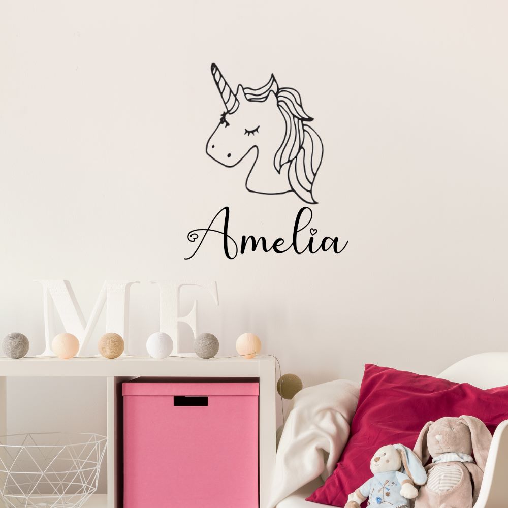 custom name unicorn wall decal