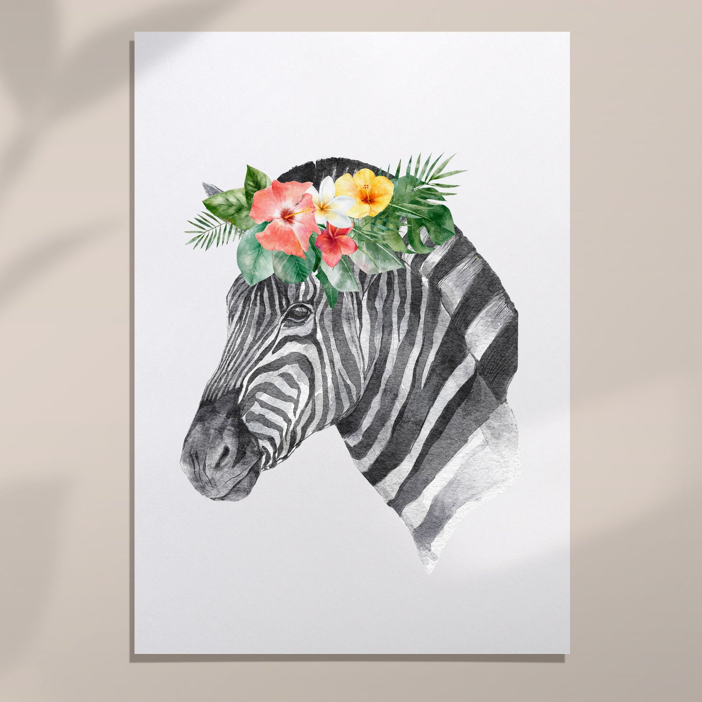 flower zebra wall art print unframed